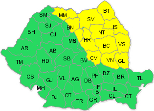 24 de ore de cod galben pentru Suceava