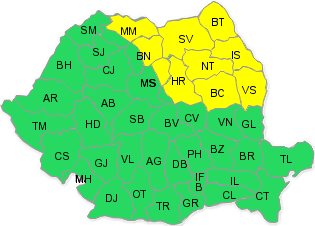 Avertizarea cod galben pentru judeţul Suceava a fost prelungită