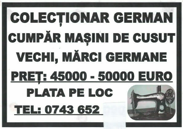 Pericol de înşelăciune cu maşini de cusut
