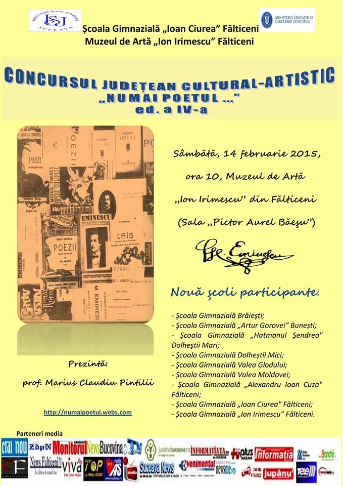 Concursul judeţean cultural-artistic „Numai poetul…”, la Fălticeni