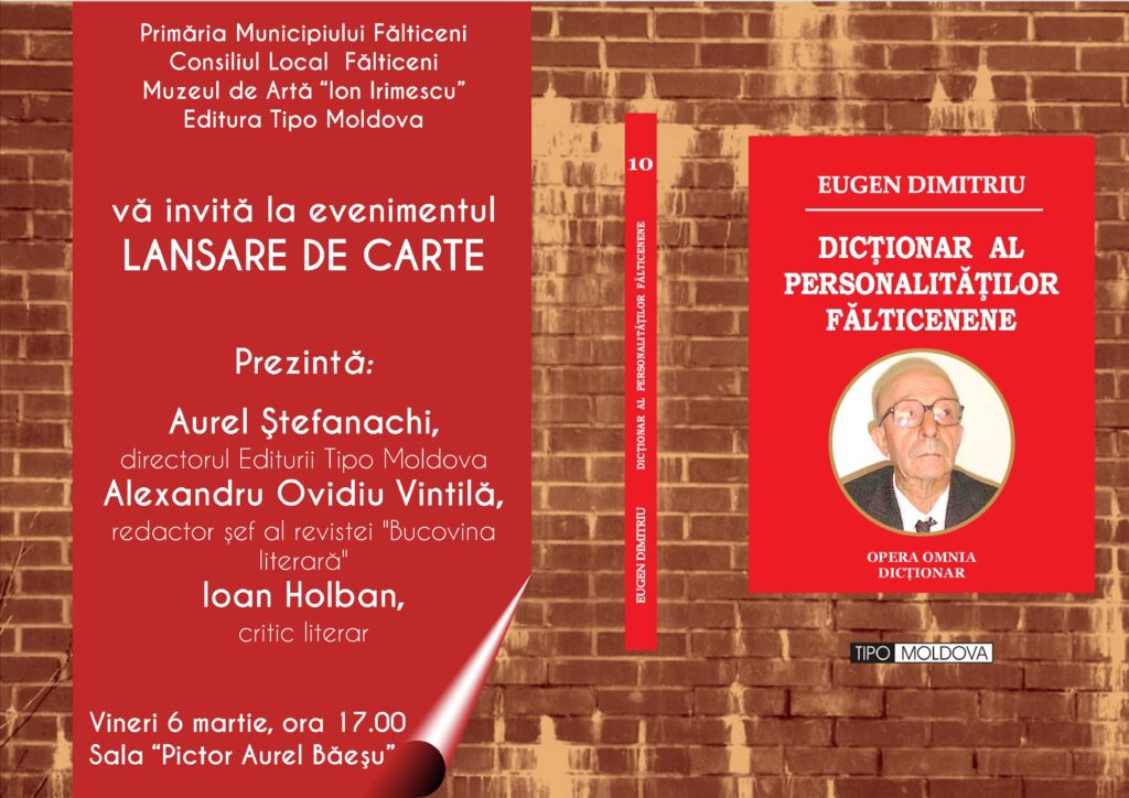 Lansare de carte – „Dicţionar al personalităţilor fălticenene”