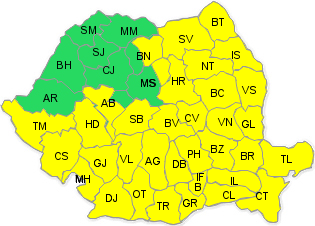 Cod galben de vreme rea, pentru 18 ore