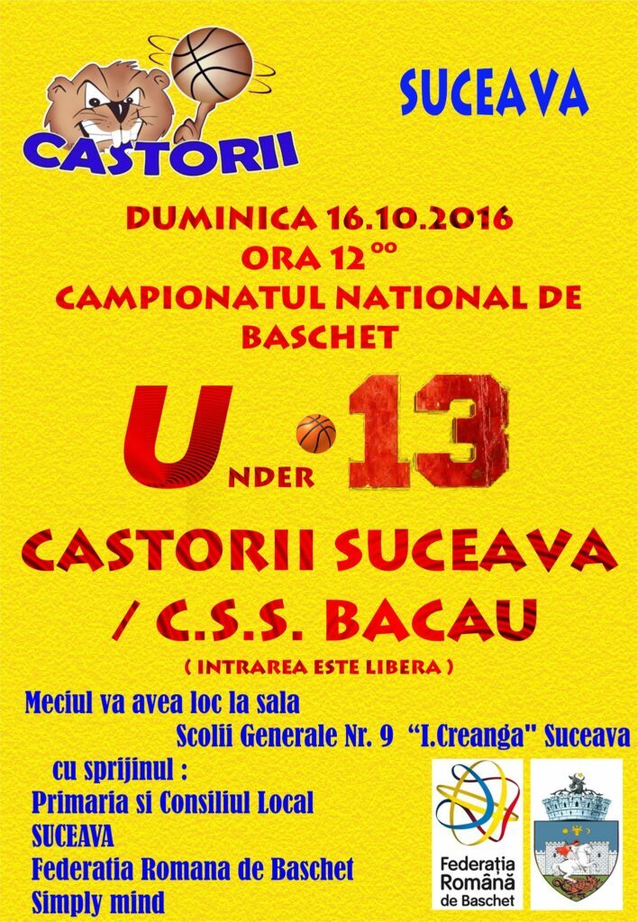 „Castorii” joacă duminică cu CSŞ Bacău