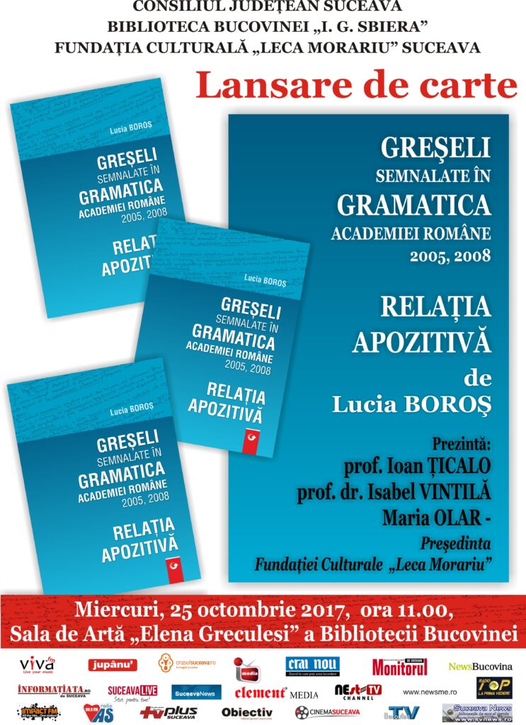 Carte despre greşeli gramaticale, lansare la Bibliotecă