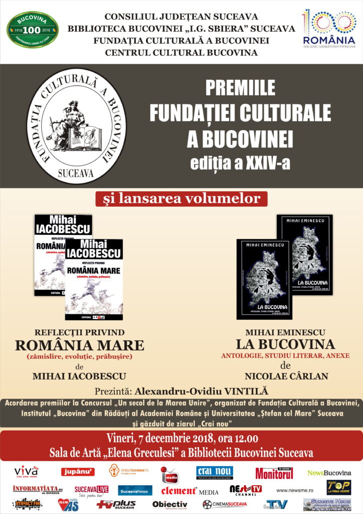 Lansări de carte şi premiile Fundaţiei Culturale a Bucovinei
