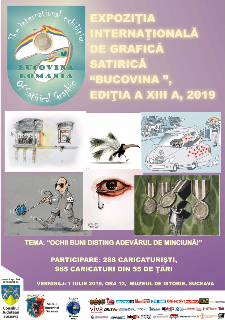 Luni, 1 iulie, vernisajul expoziţiei de grafică satirică „Bucovina-România”