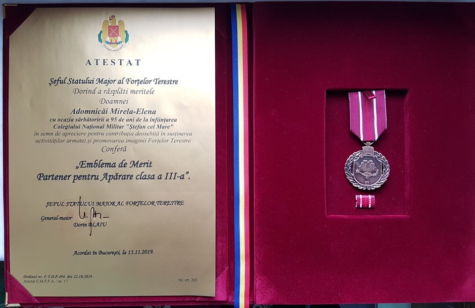 Prefectul Adomnicăi, distincţie la 95 de ani de la înfiinţarea Colegiului Militar