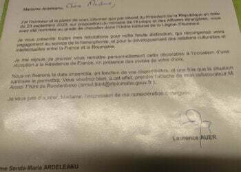 Cea mai înaltă disctincție a Franței, pentru Sanda Maria Ardeleanu