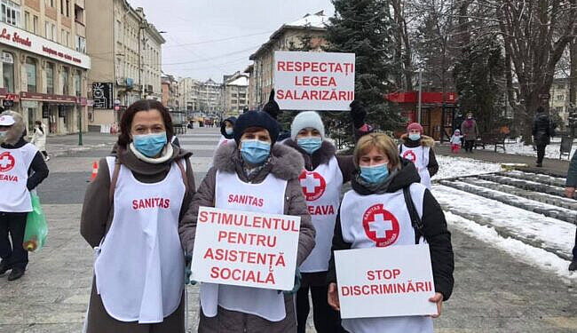 Salarii înghețate, Sanitas-ul a protestat