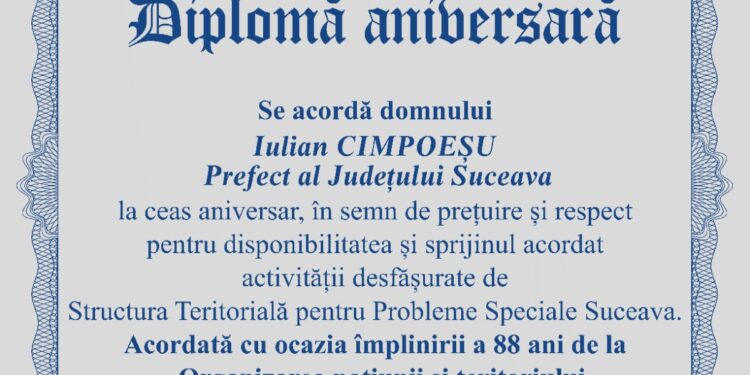 Prefectul, diplomă din partea Rezervelor de Stat