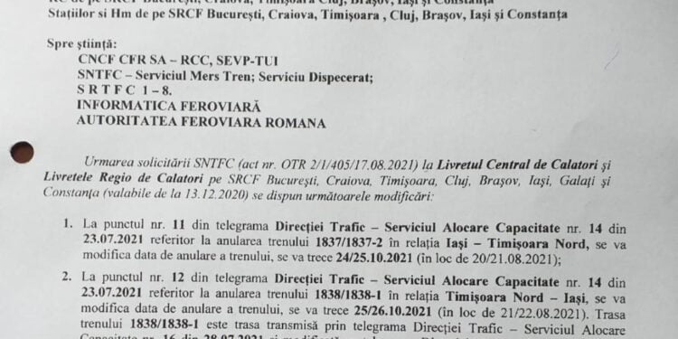 Trenul Iași-Timișoara rămîne. Deocamdată