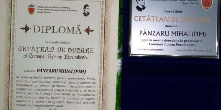 PIM, cetățean de onoare al comunei copilăriei sale