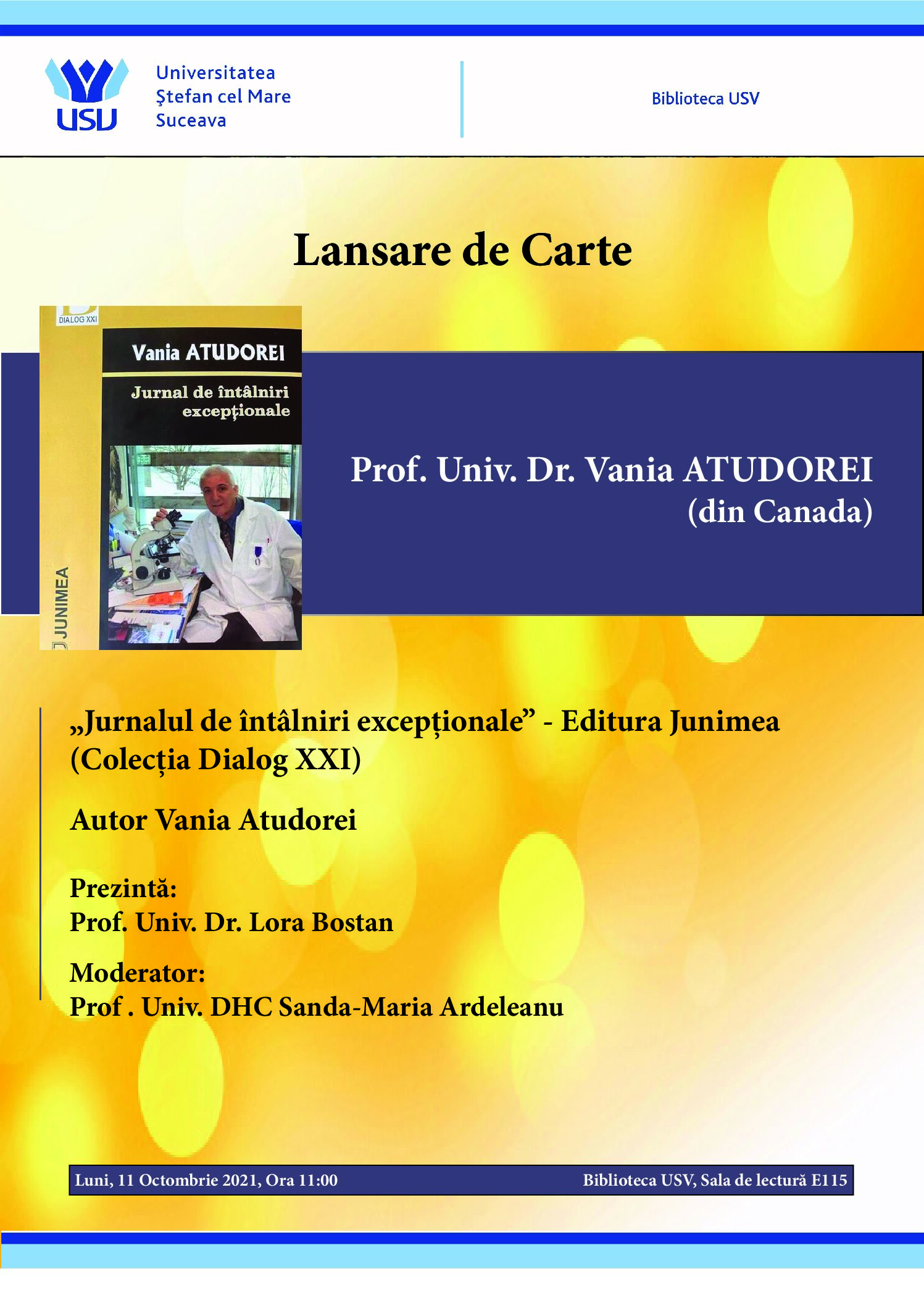 Microbiolog din Canada, lansare de carte la Suceava