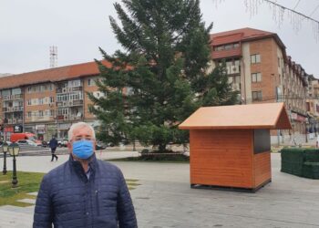 Bradul de Crăciun din centrul Sucevei, luminat din 27 noiembrie