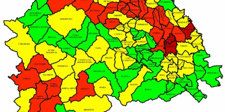 550 de cazuri noi. Suceava, locul IV pe țară. Municipiul Suceava și alte 37 de localități, în roșu
