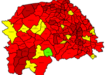 100 din cele 114 localități sucevene, în roșu. În municipiul Suceava rata de infectare este de 15,29 la mie. Cea mai mare rată, la Brodina – 21,41