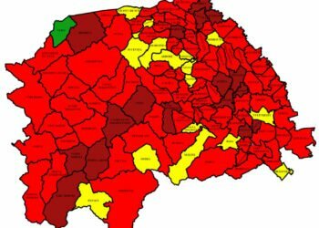 97 din cele 114 localități sucevene, în roșu. În municipiul Suceava rata de infectare este de 17,47 la mie. Cea mai mare rată, la Șcheia – 18,49. 226 de paturi de spital, libere