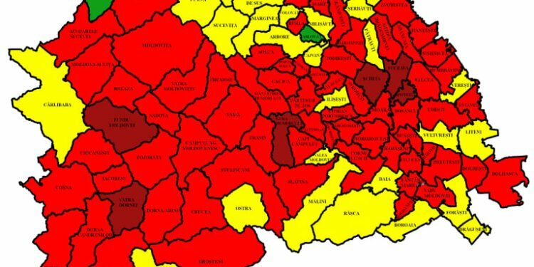 80 din cele 114 localități, în roșu. În municipiul Suceava rata de infectare este de 12,16 la mie. 253 de paturi de spital, libere