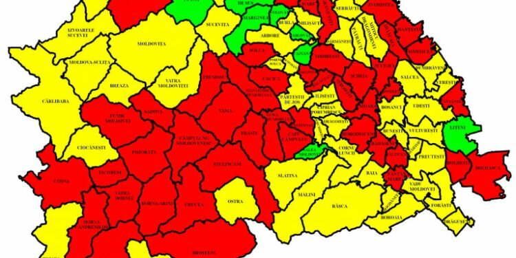 Rata de infectare în județ, scădere de la 4,47 la 3,93 la mie. Doar 48 din cele 114 localități mai sînt în roșu. 282 de paturi de spital, libere