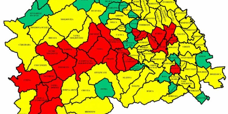 Doar 25 de localități sucevene mai sînt în roșu. Sînt libere 319 paturi de spital