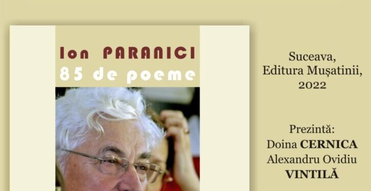 ”85 de poeme” de Ion Paranici, lansare post-mortem la Biblioteca Bucovinei