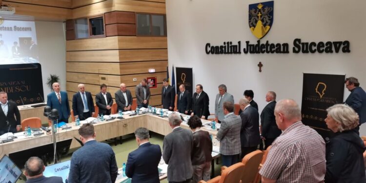 Moment de reculegere ținut la începutul ședinței Consiliului Județean, în memoria maestrului George Sîrbu