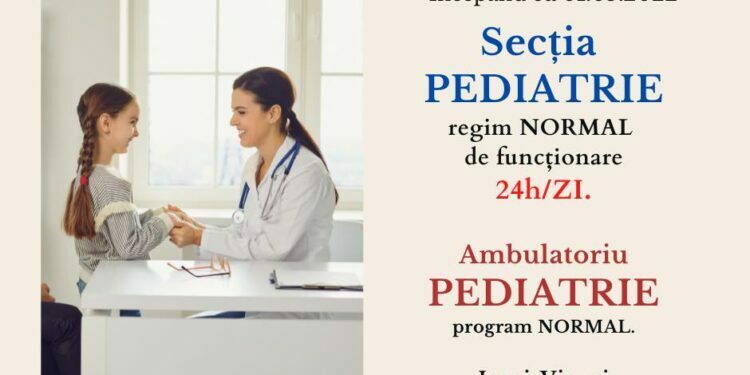 Spitalul Rădăuți: Secția de Pediatrie, din nou program normal