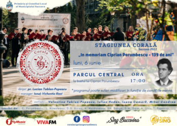 4 soliști ai Coralei mixte „Ciprian Porumbescu”, concert la bustul lui Ciprian Porumbescu