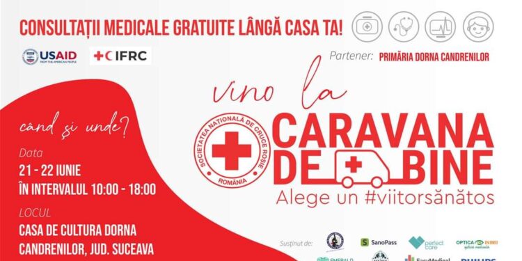 ”Caravana de bine” a Crucii Roșii: Consultații cardiologice și oftalmologice gratuite, la Dorna Candrenilor
