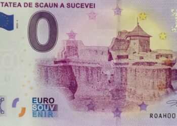Bancnotă suvenir de 0 euro tipărită cu aprobarea Băncii Naționale a Franței, comercializată de muzeul sucevean