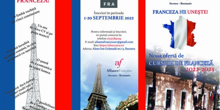 Cursuri de franceză pentru toată lumea, organizate de Alianța Franceză Suceava. Și față în față, și online