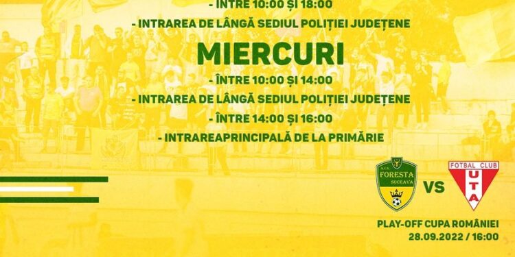 35 de lei, costul unui bilet la meciul de Cupa României dintre Foresta și UTA
