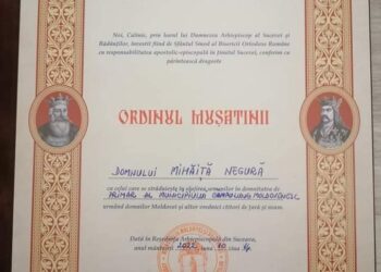 Mihăiță Negură, primarul Cîmpulungului, a primit ”Ordinul Mușatinilor” din partea Arhiepiscopiei Sucevei și Rădăuților