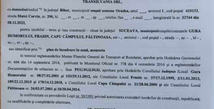 A fost semnat Certificatul de urbanism pentru Centura Ocolitoare Gura Humorului. Urmează obținerea Acordului de mediu