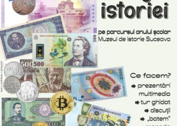 Elevi și profesori invitați de la Muzeul de Istorie, pentru a face cunoștință cu lumea banilor