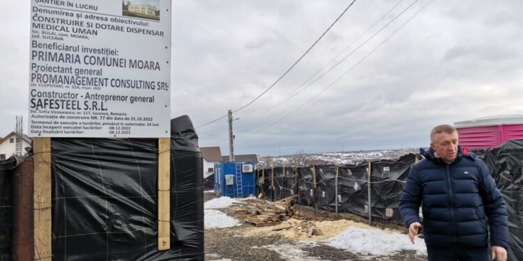 Dispensar medical uman, în construcție, la Moara. Termenul de finalizare a investiției în valoare de 6 milioane de lei este 8 decembrie 2023
