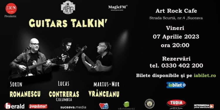 Sorin Romanescu, Lucas Contreras și Marius Mur Vrânceanu, concert de jazz, la Suceava, pe 7 aprilie