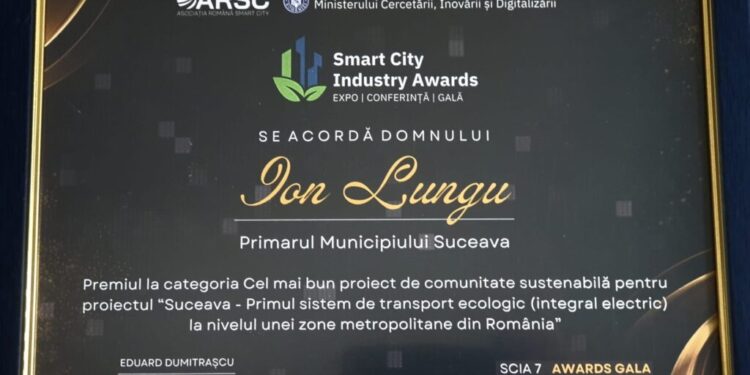 Suceava, premiu pentru înființarea primului sistem de transport integral electric la nivelul unei zone metropolitane din România