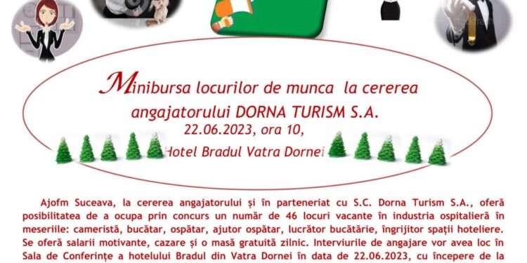 Bursă a locurilor de muncă, la Hotelul ”Bradul” din Vatra Dornei. Sînt oferite 46 de posturi din domeniul ospitalității