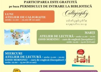 O lună de activități la Biblioteca Bucovinei, pentru copii cu vîrste cuprinse între 6 și 10 ani