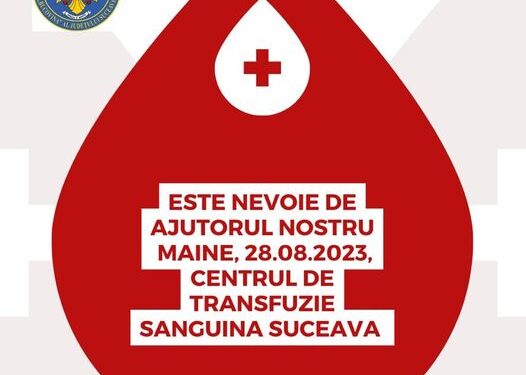 ISU Suceava, apel pentru donarea de sînge pentru victimele exploziilor de la Crevedia. Centrul de Transfuzii Suceava funcționează luni, 28 august, între orele 07.30 și 13.00