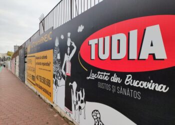 Jos reclamele de pe stadionul ”Areni”, de pe zidul dinspre bulevardul principal al Sucevei!