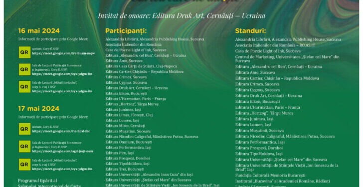 100 de lansări şi prezentări de carte şi reviste, numeroase întîlniri cu autori, editori, cu personalități ale culturii românești şi străine, cu tineri creatori de literatură, la salonul de carte care fi organizat de Biblioteca USV