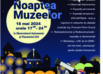 Planetariul universității sucevene participă la ”Noaptea Muzeelor” sîmbătă, 18 mai, între orele 17.00 și 24.00