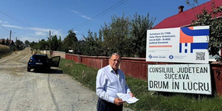 Gheorghe Flutur, pe șantierul drumului Grănicești-Satu Mare: Este așteptată de mult această investiție. Practic drumul leagă Rădăuțiul pe scurtătură de E85