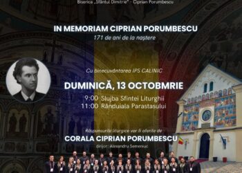 In memoriam Ciprian Porumbescu – 171 ani de la naștere, duminică, 13 octombrie, la Stupca. Concert al Coralei ”Ciprian Porumbescu”, dublă medaliată cu aur, anul trecut, la ”Jocurile Corale Mondiale” din Coreea de Sud