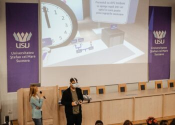 200 de studenți și elevi de la Colegiul Național „Petru Rareș”  și Colegiul Tehnic „Alexandru Ioan Cuza”, la USV, la evenimentul „Stop AVC! Învață. Acționează. Salvează”
