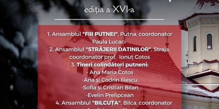 Concert de colinde la Putna, la Biserica „Nașterea Maicii Domnului”, pe 22 decembrie
