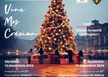 Moș Crăciun va ajunge la Rădăuți sîmbătă, 14 decembrie. Copiii sînt așteptați să participe la ornarea ”Bradului Comunității”