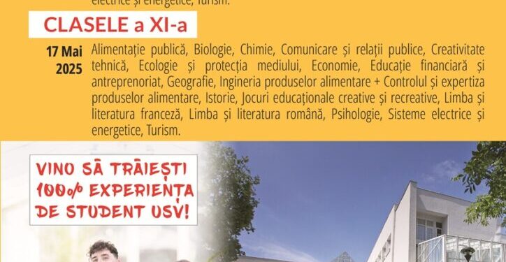 Concursul ”Student pentru o zi”, la USV: pe 29 martie pentru elevii de a XII-a, iar pe 17 mai pentru elevii de a XI-a